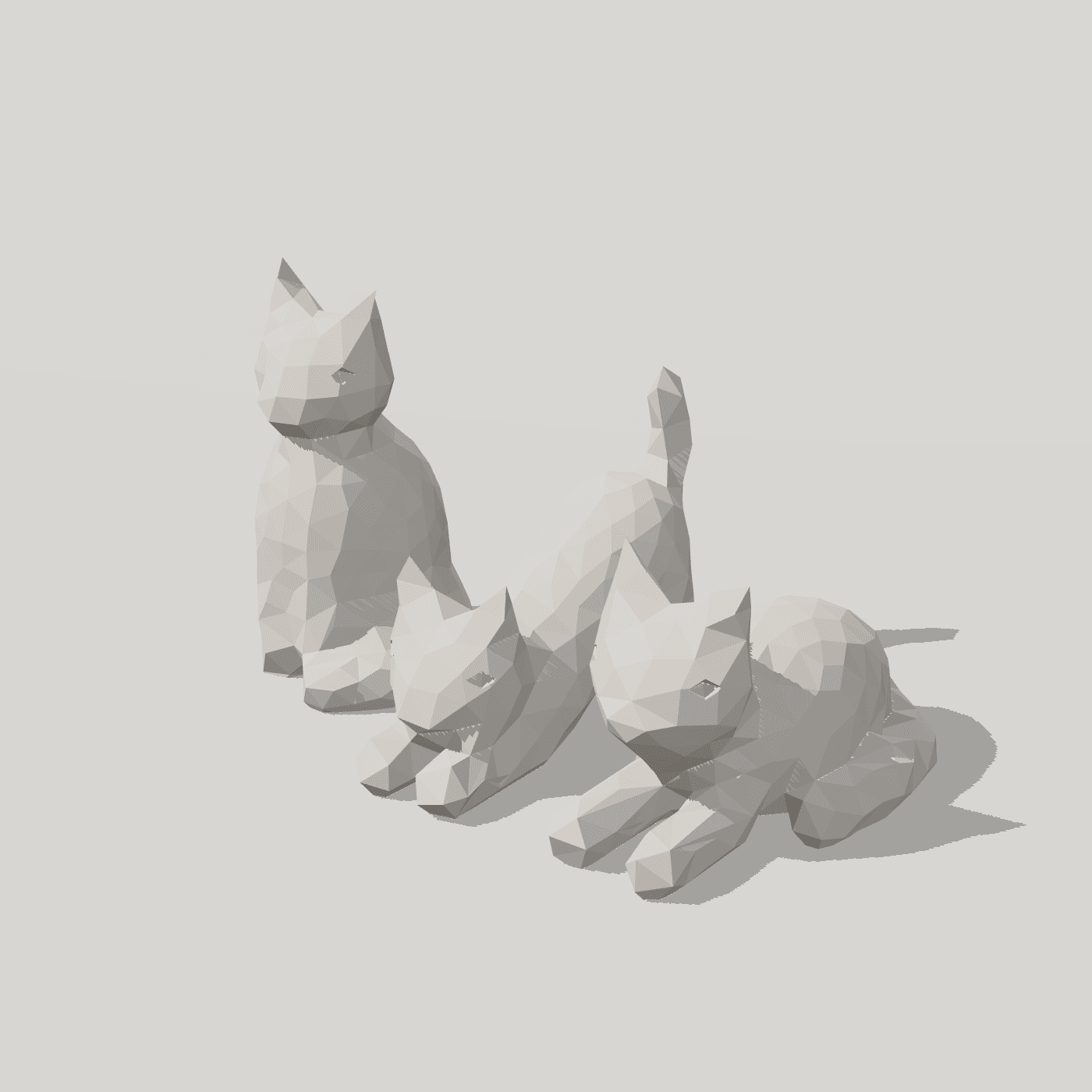 Minimal / low-poly kedi biblo seti
